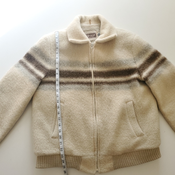 Vintage wool blend zip up striped oversized bomber jacket sherpa lined - Picture 7 of 14